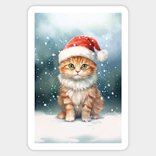 Christmas Ginger Cat in the Snow Sticker